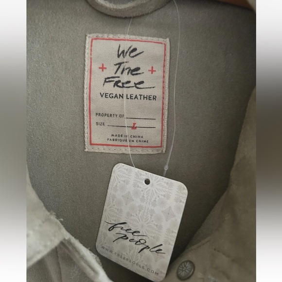 Free People We The Free Fringe Out Vegan Suede Smoked Green Jacket Size Large - Picture 11 of 13